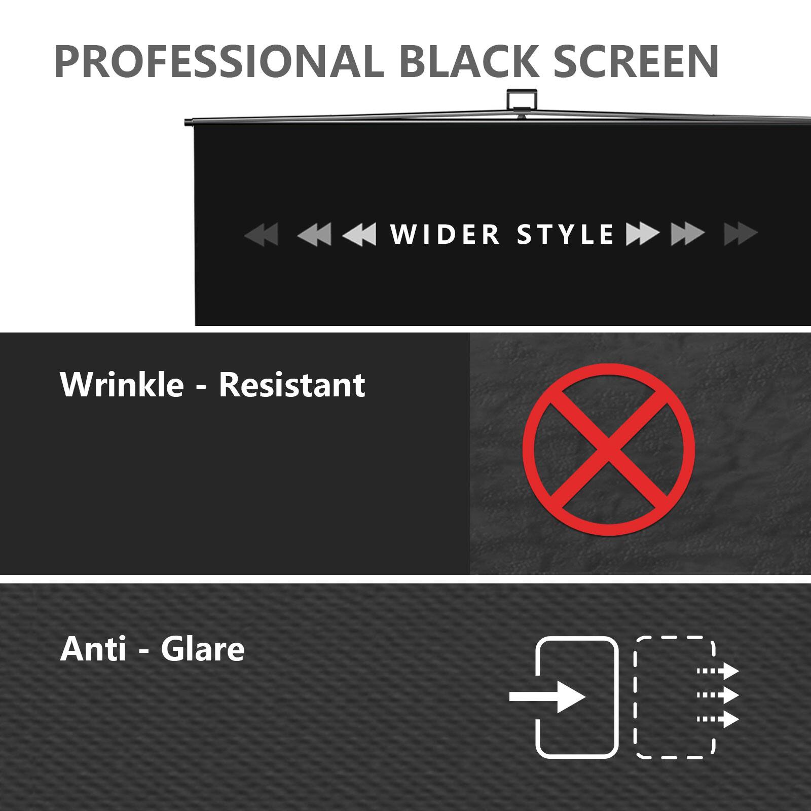PROFESSIONAL BLACK SCREEN
Wider Style
Wrinkle - Resistant
Anti - Glare
