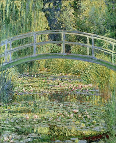 Best Buy: Trademark Art Bridge Over A Pond Of Water Lilies By Claude ...