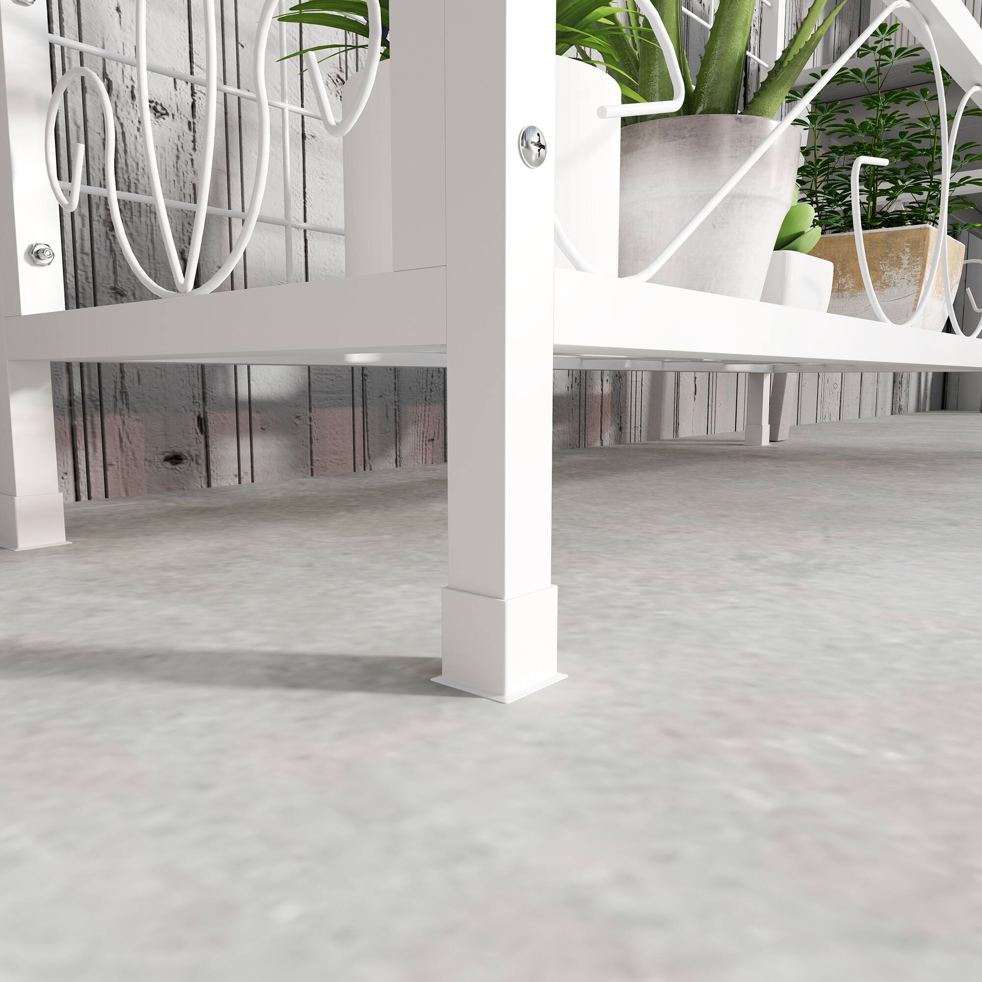 Alt View 7. Outsunny - Tall Plant Stand with Trellis and Hanging Bar, Metal Plant Holder Flower Stand, 35" x 12.8" x 74" - White.