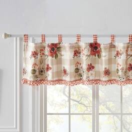 Greenland Home Fashions - Wheatly Farmhouse Gingham Tab Top Valance 84" x 19" by Greenland Home Fashion - Truffle