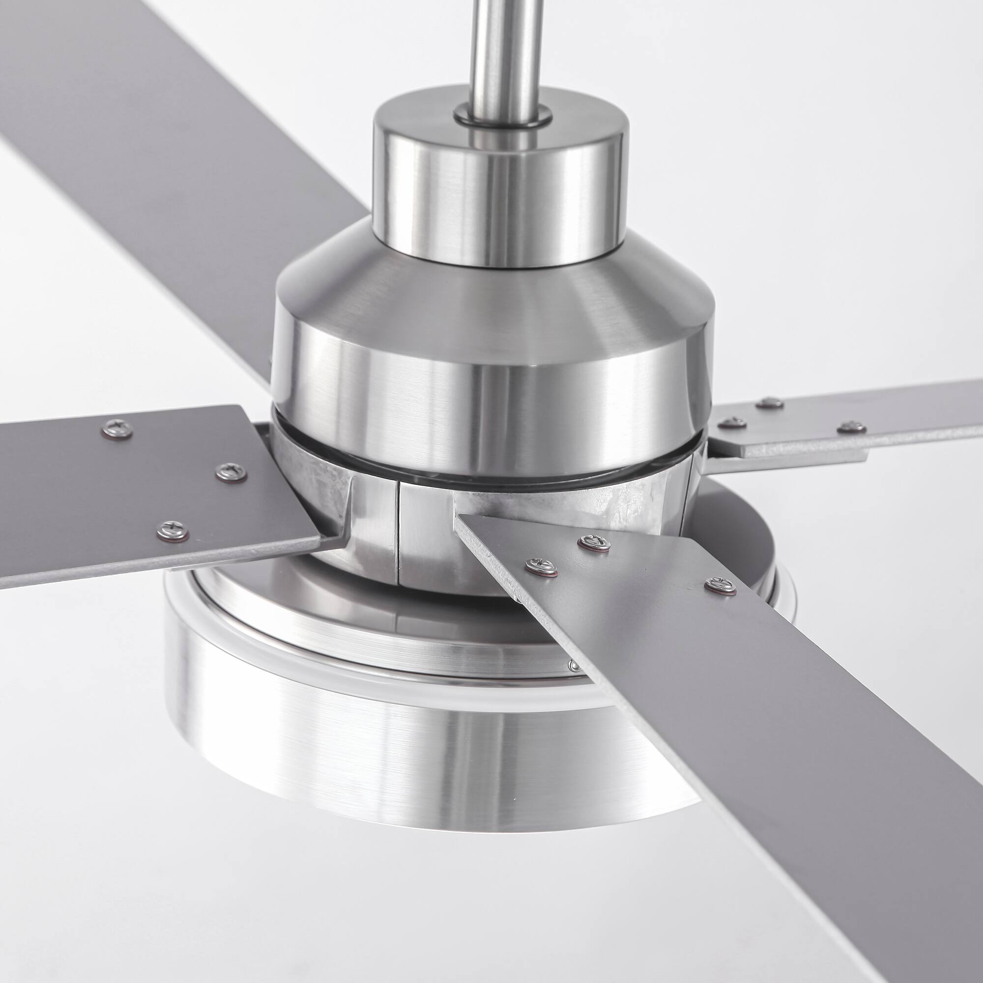 Alt View 6. Parrot Uncle - 60" Modern Brushed Nickel Integrated LED Smart Ceiling Fan with Light and App - Sand Nickel.