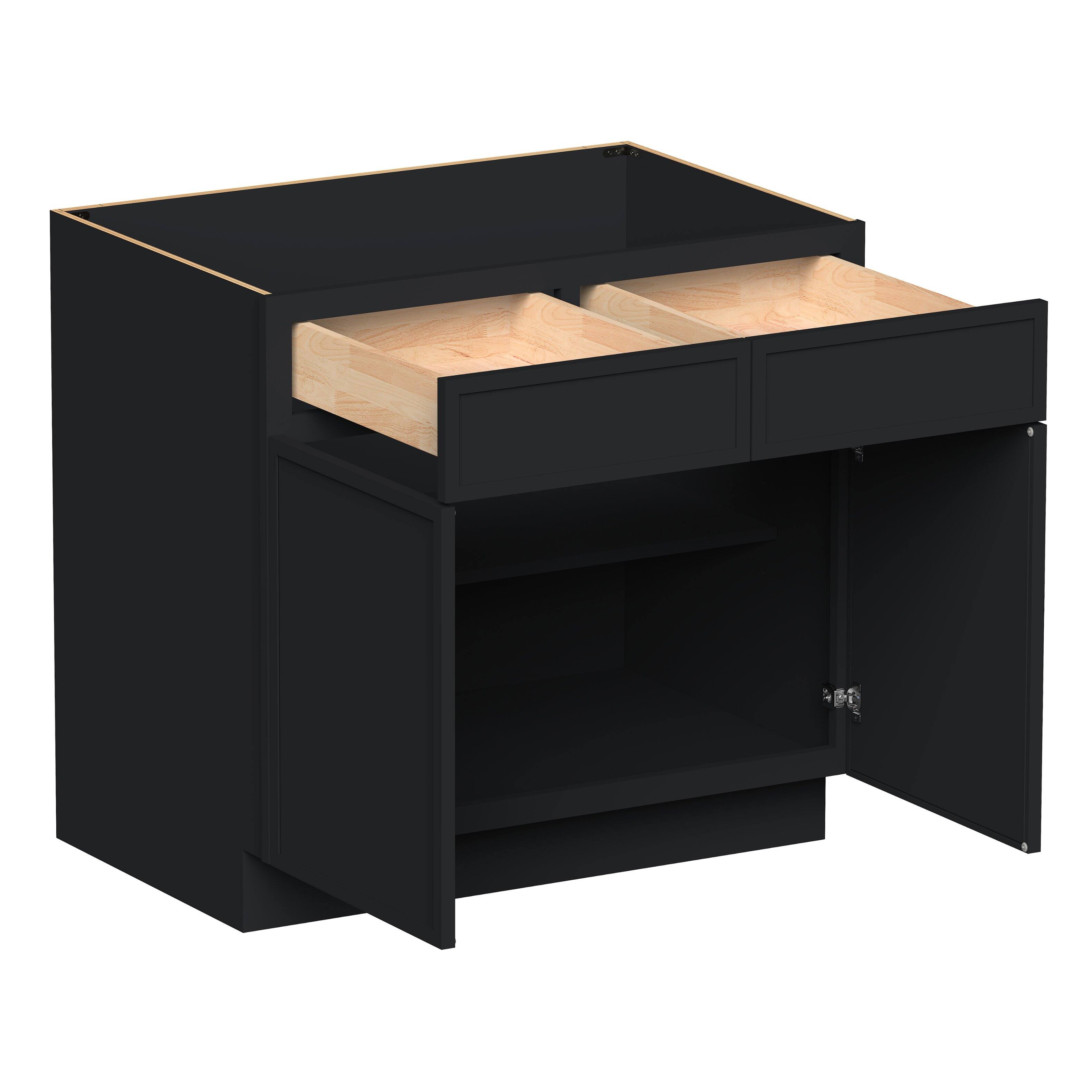 Angle. Boyel Living - 36-in W x 34.5-in H x 24-in D Shaker RTA Kitchen Base Cabinet with Soft-Close - Black.