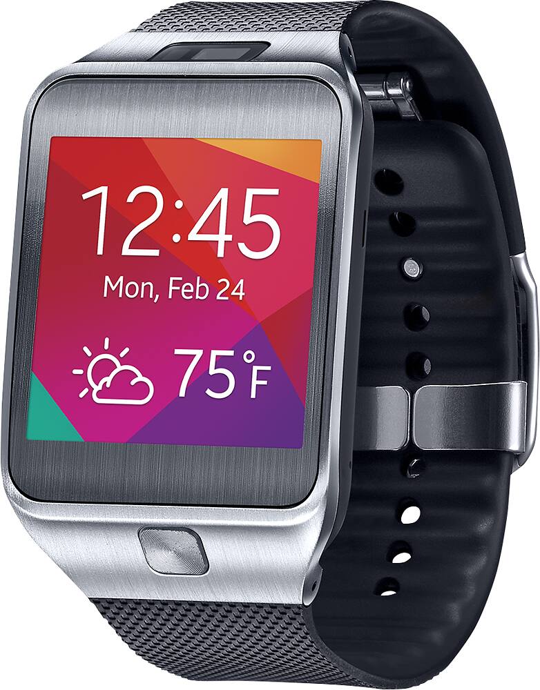 Left. Samsung - Geek Squad Certified Refurbished Gear 2 Smartwatch 58.4mm Metal - Silver/Black.