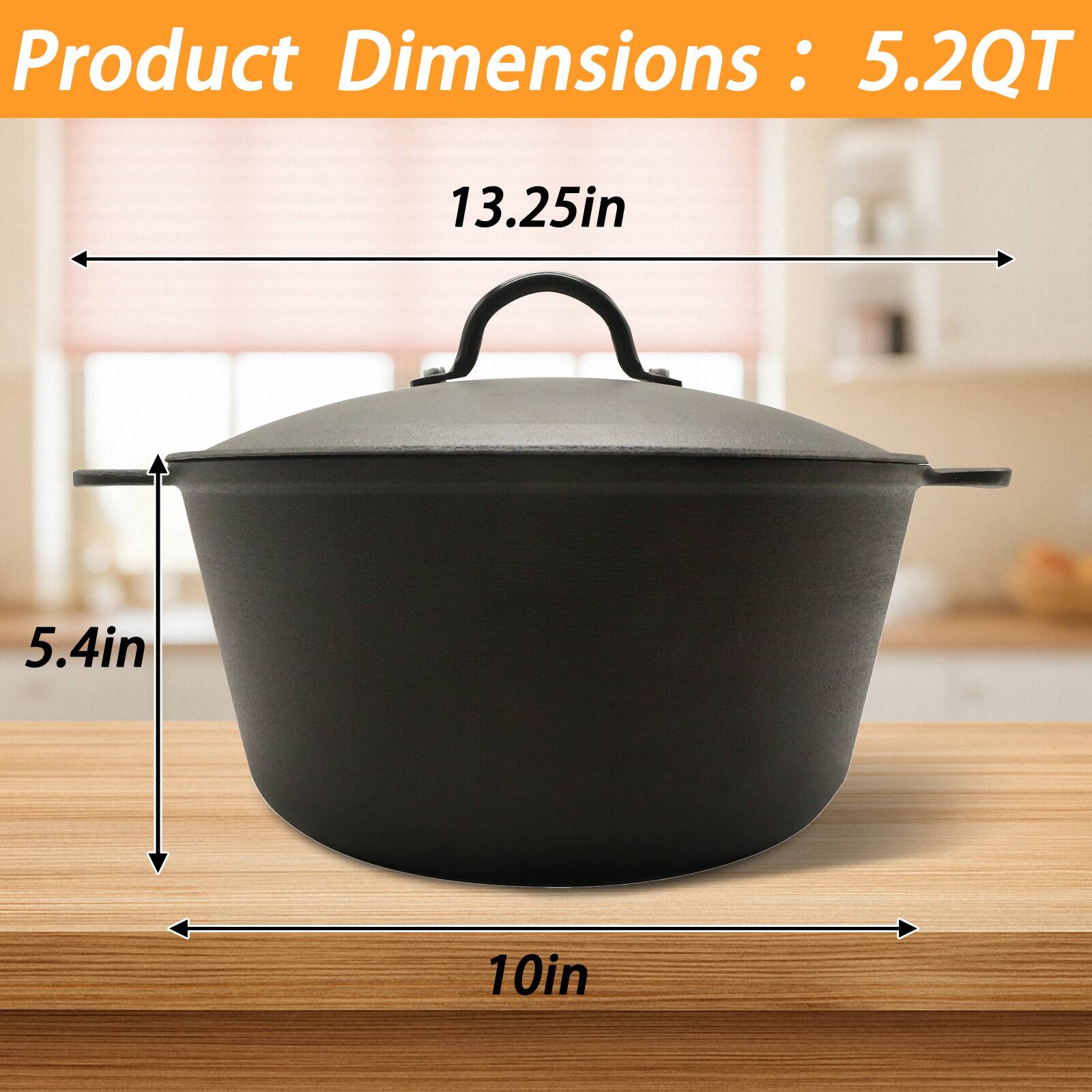 Product Dimensions: 5.2QT  
13.25in x 5.4in x 10in