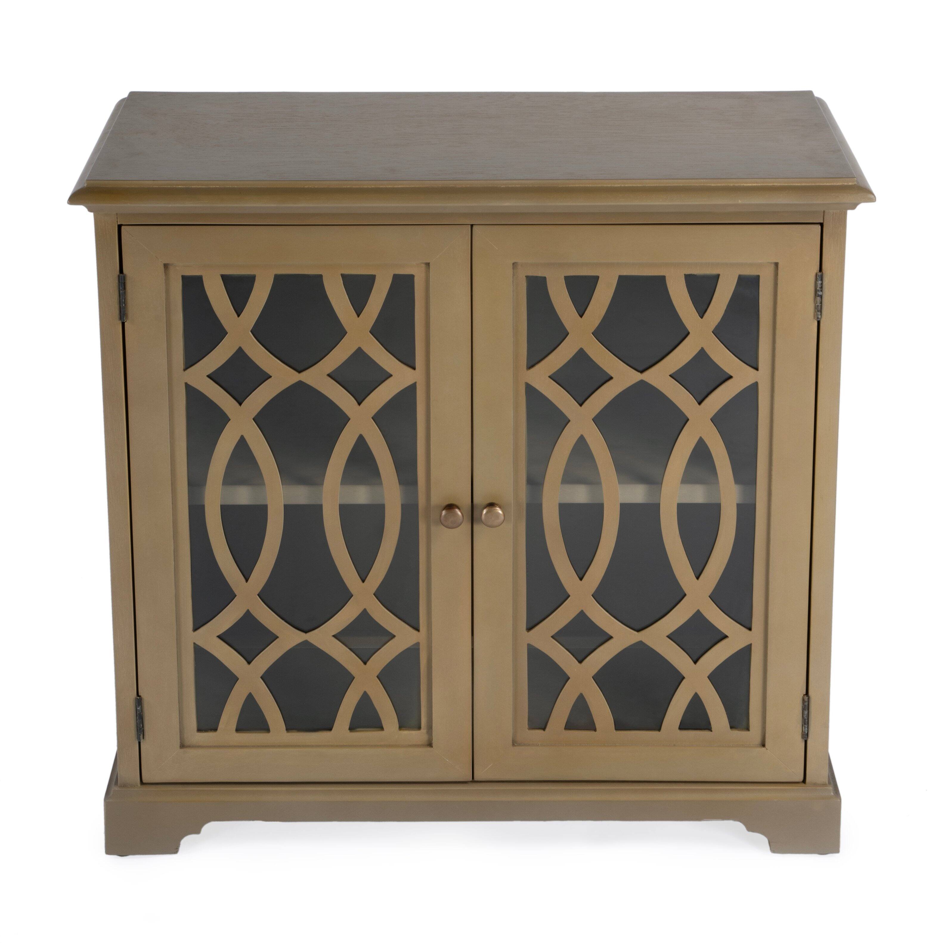 Alt View 1. Butler Specialty - Lee 31 in. W Rectangular Wood and Glass 2 Door Accent Storage Cabinet - Light Brown.