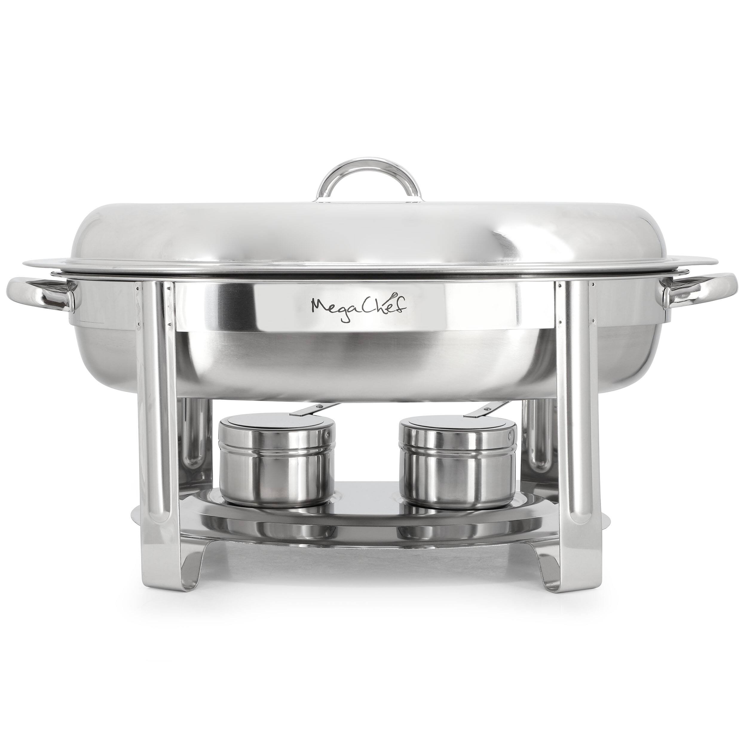 Alt View 1. MegaChef - MegaChef 5.8 Quart Stainless Steel Oval Professional Chafing Dish/Food Warmer/Buffet Server Serving Dish - Silver.