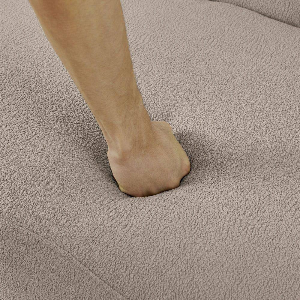 Alt View 1. Kadyn - Curved Sectional Sofa, Lamb's Wool Upholstery with Compression Packaging for Easy Setup, Brown - Brown.