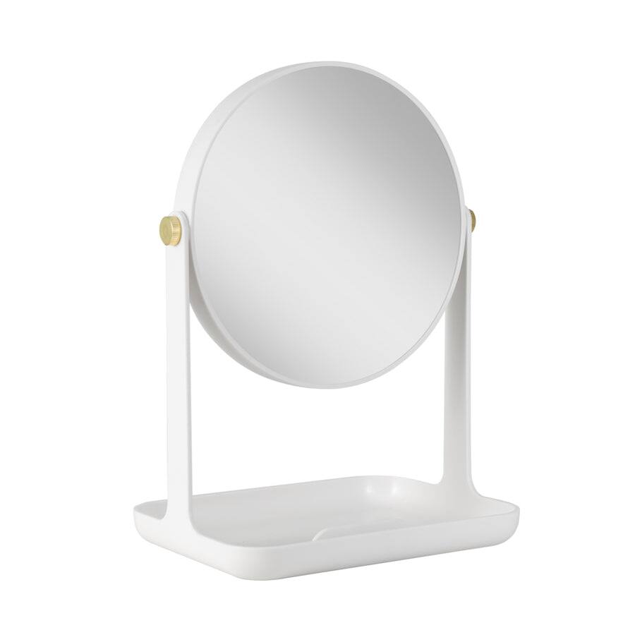 Front. Zadro - Back-to-School Makeup Mirror with 5X/1X Magnifications, Accessory Tray & Phone Holder - White.