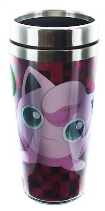 Front. Pokémon - Pokemon Jigglypuff 16oz Travel Mug - Pink.