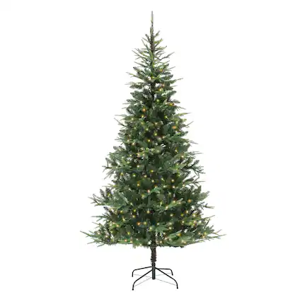Front. Philips - PHILIPS 7.5' PRE-LIT CHRISTMAS TREE FRASER FIR TREE 400 WARM WHITE LED LIGHTS - Green.