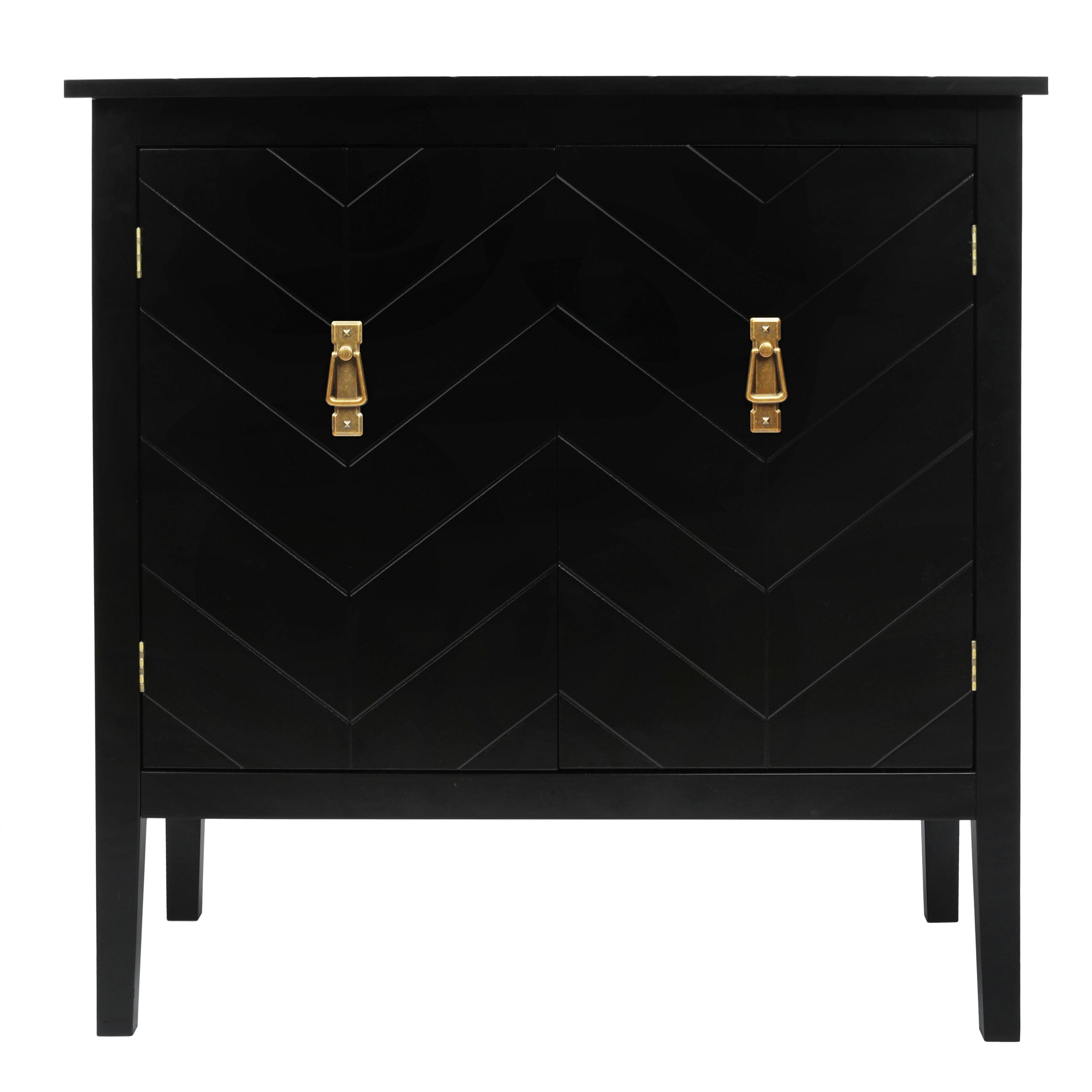 Alt View 3. Boyel Living - 2 Door Black Wood Cabinet Vintage Style Sideboard for Living Room Dining Room Office - Black.