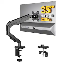 Rfiver - Single monitor stand, fully adjustable air spring monitor stand, suitable for 17-35 inch screens, computer desk - Black