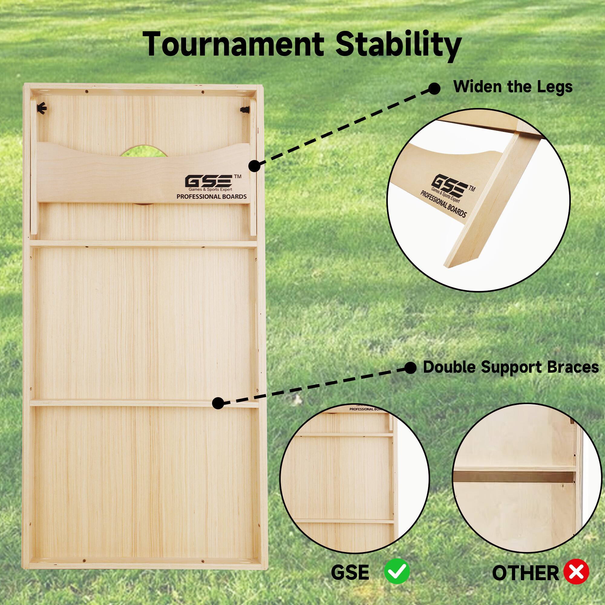 Tournament Stability  
- Widen the Legs  
- Double Support Braces  

GSE  
PROFESSIONAL BOARDS  

OTHER