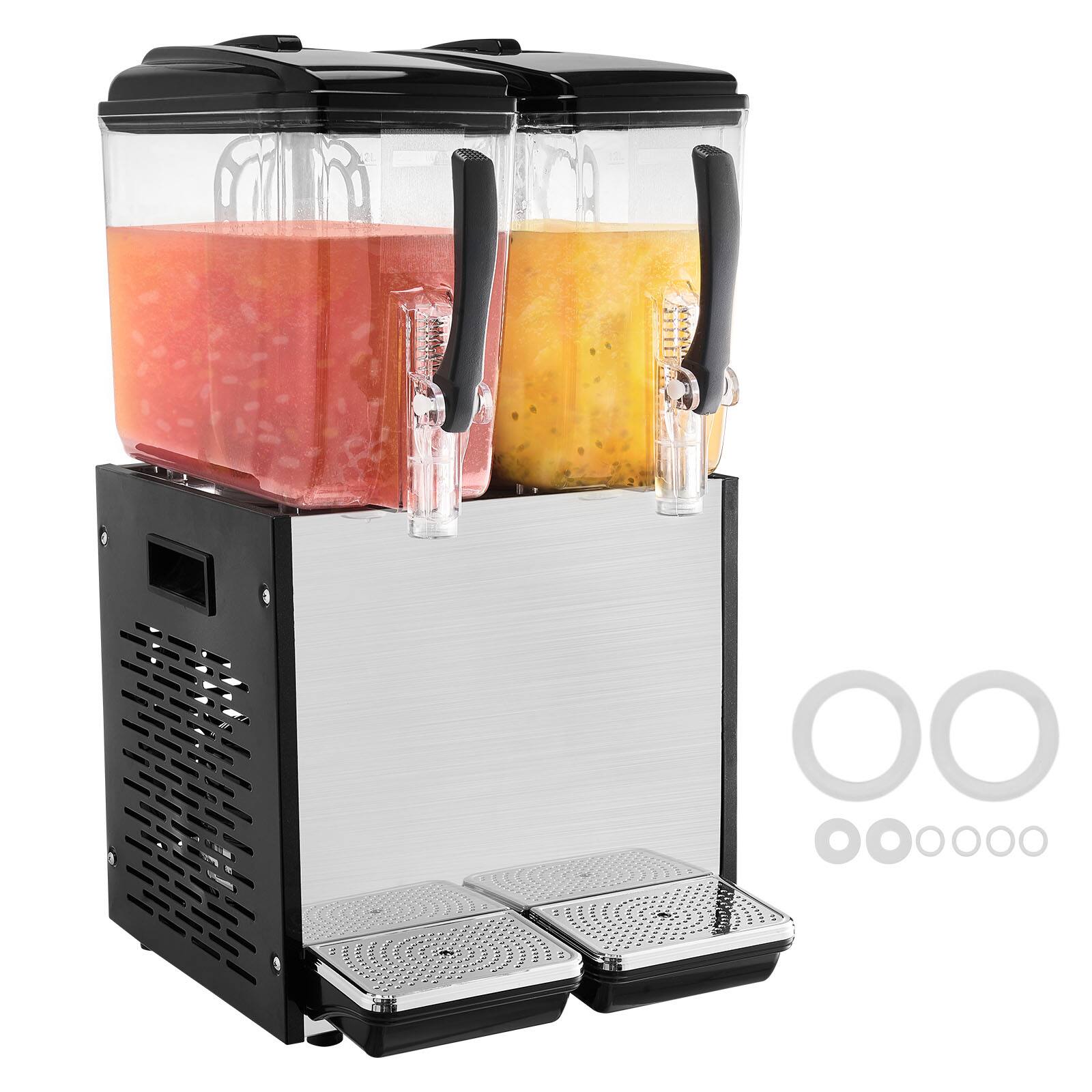 Alt View 5. VEVOR - Commercial Beverage Dispenser,2 Tanks 12 L / 12.7 QT Per Tank Juice Dispenser,286W Stainless Steel Ice Tea Drink Machine - Black;Silver.