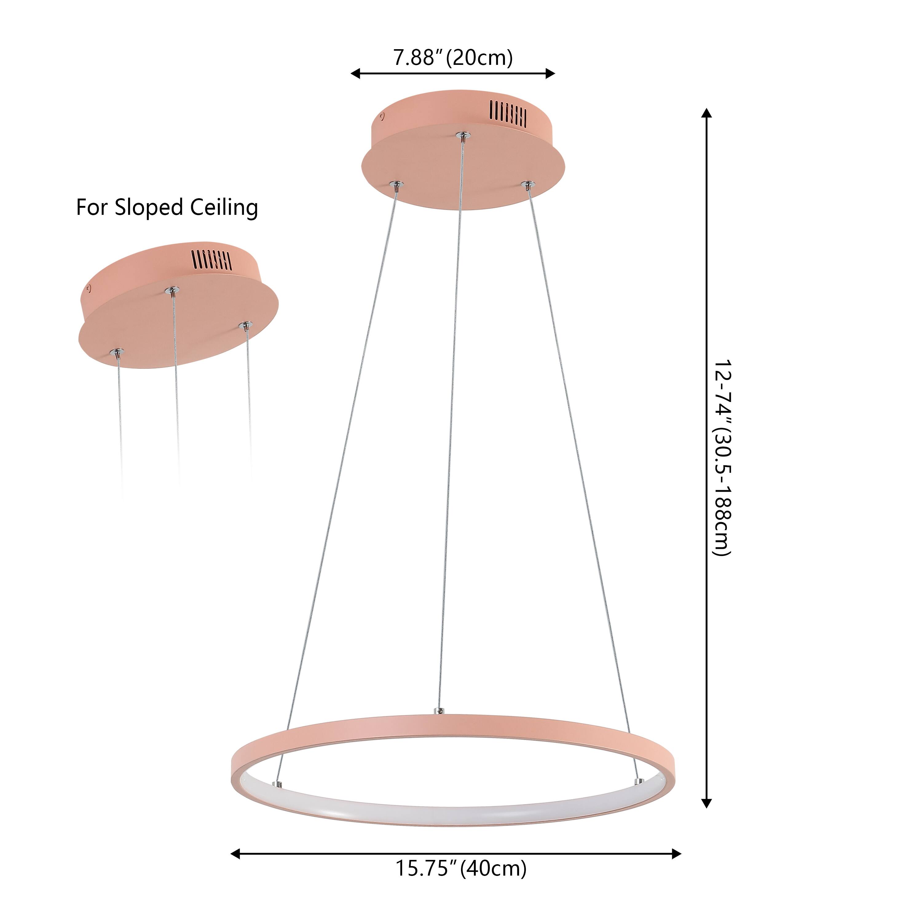 7.88" (20cm) For Sloped Ceiling 12-74"(30.5-188cm) 15.75" (40cm)