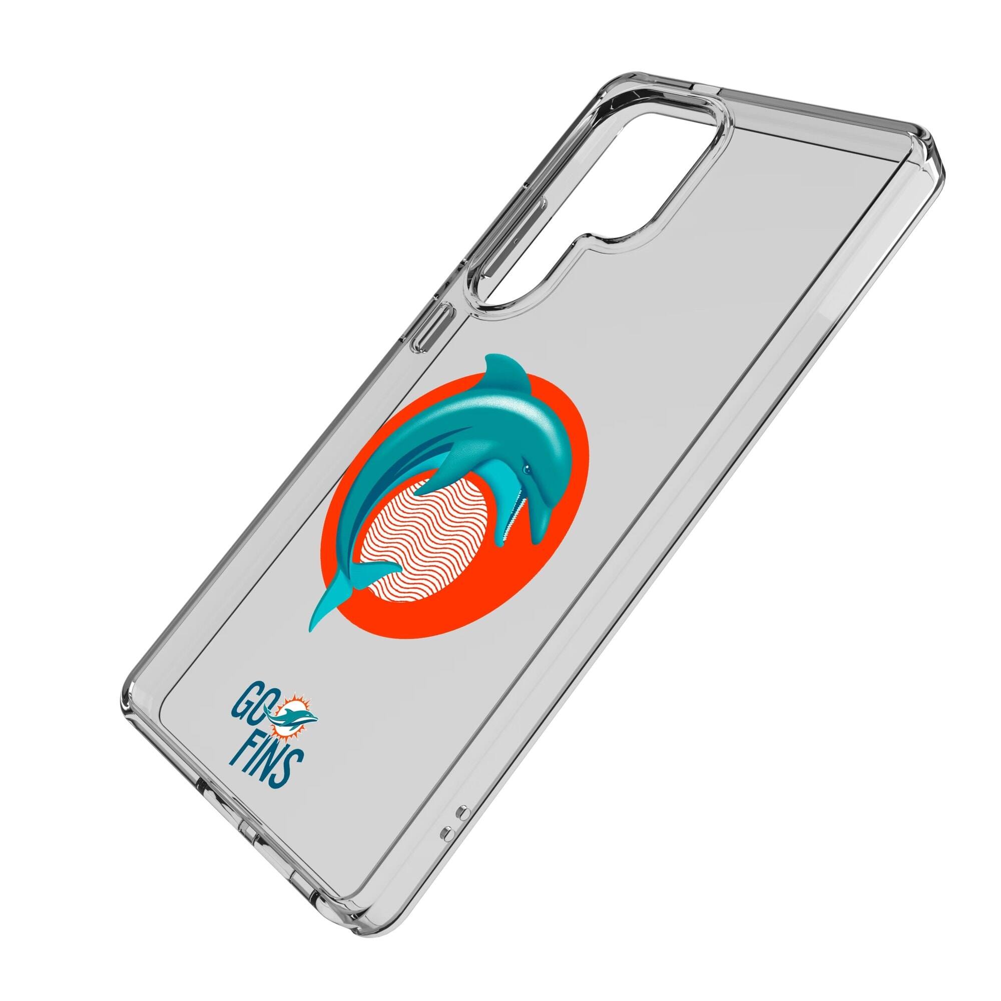 Alt View 1. Keyscaper - Miami Dolphins Galaxy Clear Case - S23 - Multicolor.