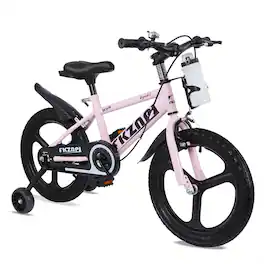 HTUTWOO - 18 Inch Kids Bike - High Carbon Steel Frame,Magnesium Alloy Wheels, Adjustable Seat,Included Water Bottle for Ages 3-9 - Pink