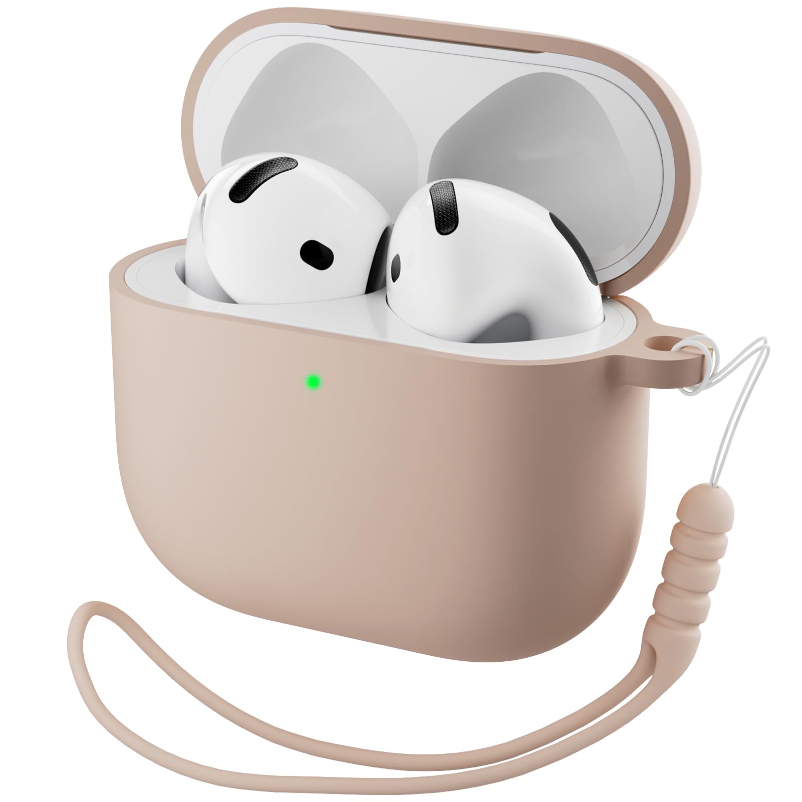 Front. Ornarto - ORNARTO for AirPods 4th Generation Case(2024), Soft Silicone Full Protective Cover with LED Visible - Nude Taupe - Nude Taupe.