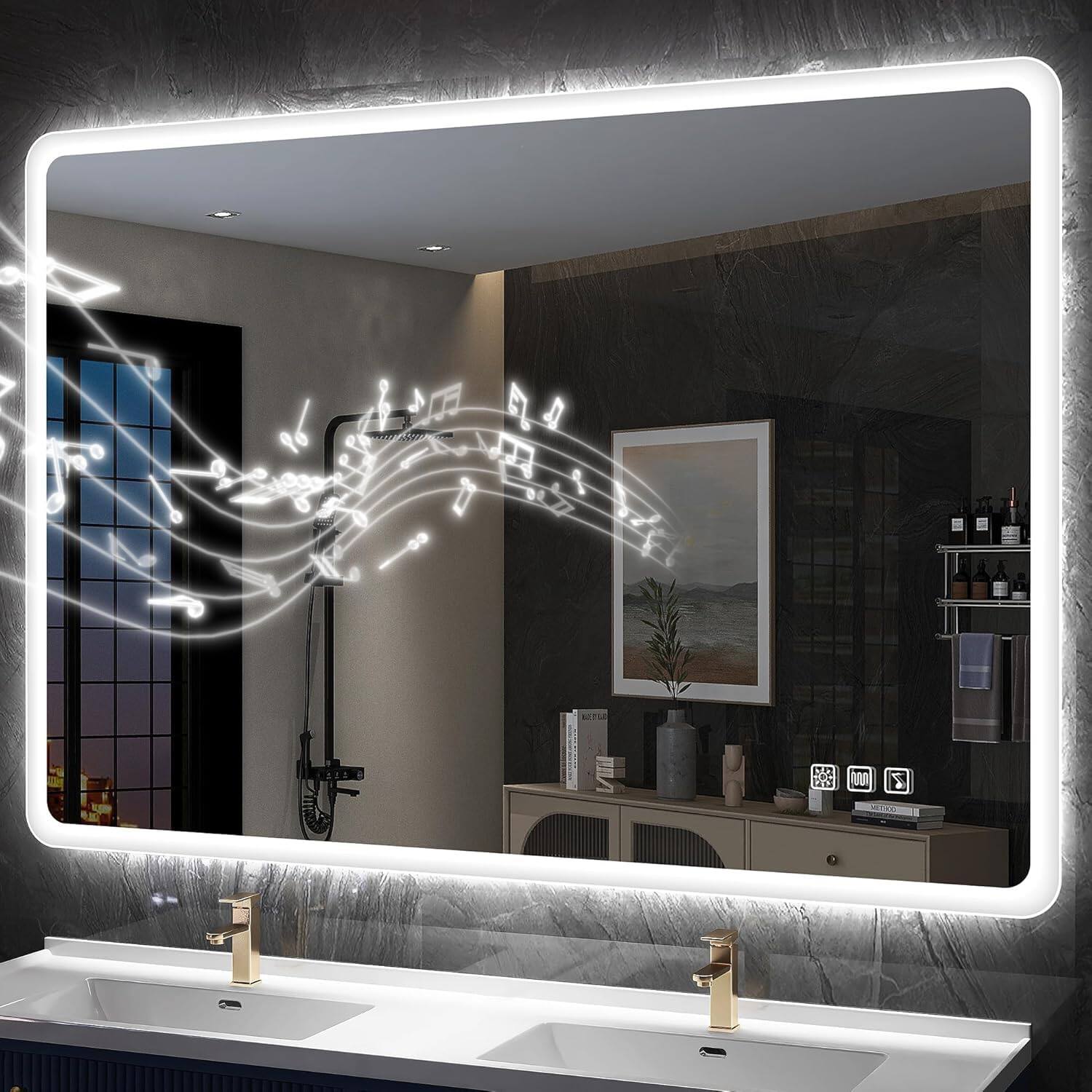 Earthley Blooms - 32"x24" Led-lighted-bathroom-mirror Wall-mounted-dimmable-vanity-mirror Anti-fog Waterproof Smart Touch B - 36"L x 28"W