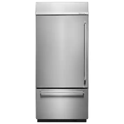Front. KitchenAid - 20.9 Cu. Ft. Bottom-Freezer Refrigerator with Preserva Food Care System - Stainless Steel.