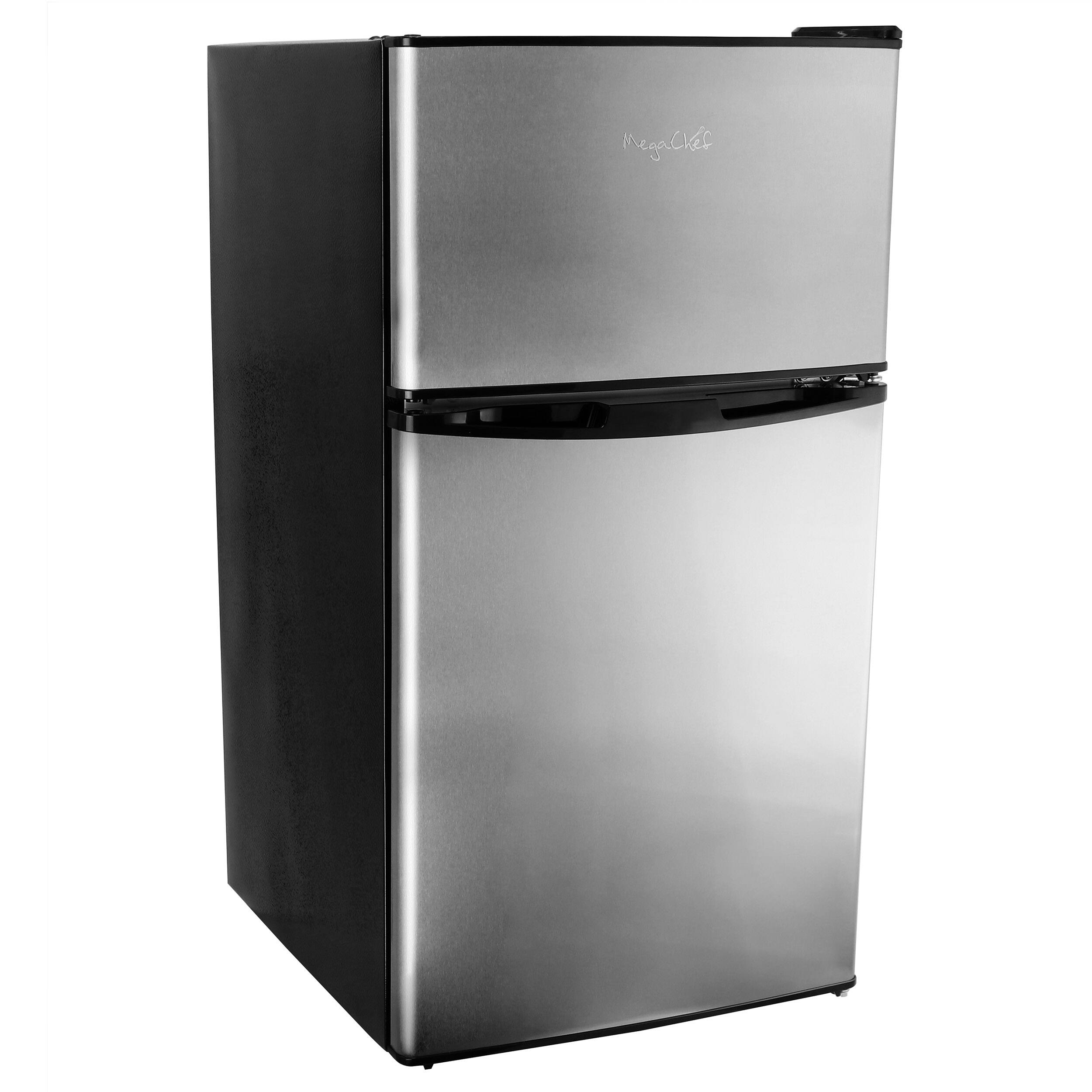 Alt View 1. MegaChef - MegaChef 3.2 Cubic Feet 2 Door Refrigerator/Freezer in Stainless Steel - Silver.