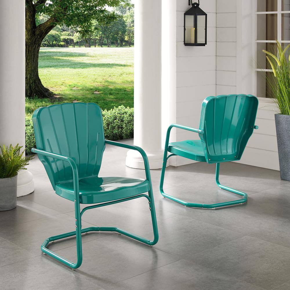 Alt View 7. Crosley Furniture - Ridgeland 2Pc Retro Outdoor Chair Set - 2 Chairs - Turquoise Gloss.