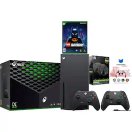 Xbox Series X 1TB Disc Console with Extra Controller, Charge Dock and MightySkins Code Bundle - Black + USB C Cable