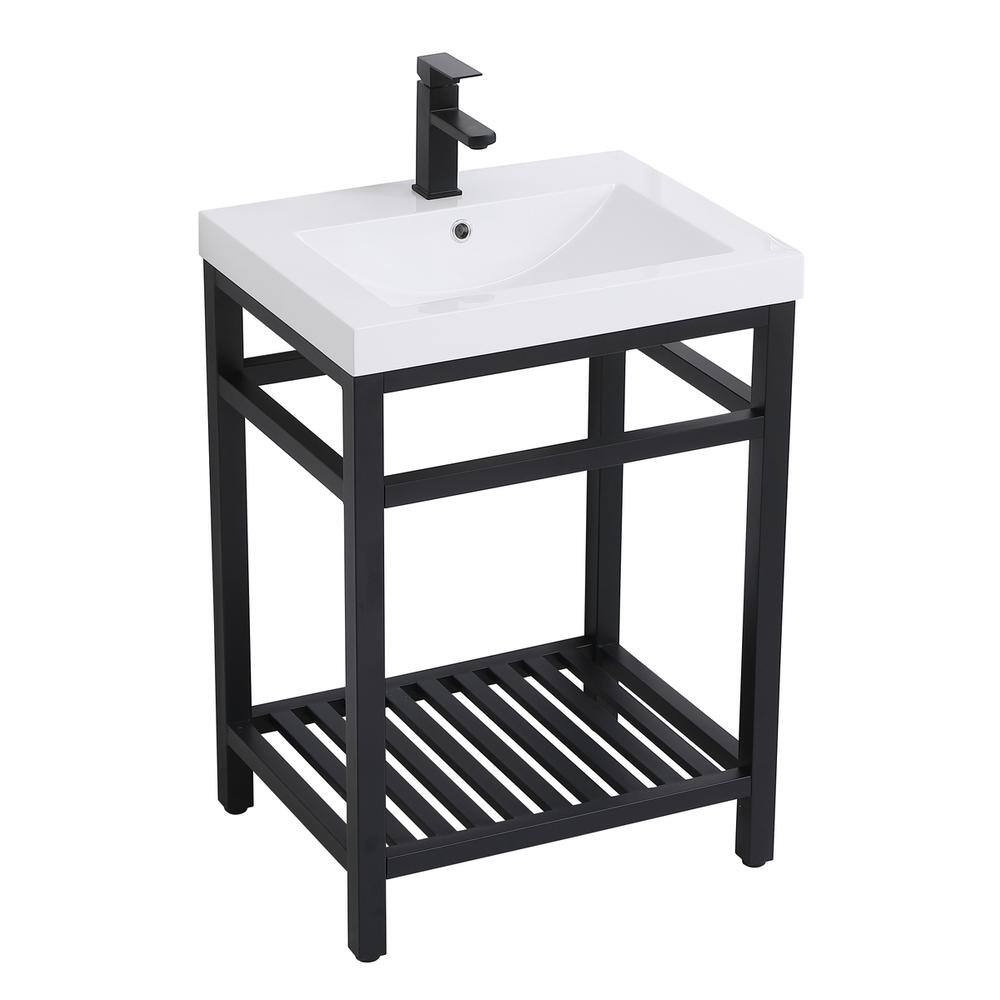 Alt View 3. Elegant Kitchen and Bath - 24 inch Single Bathroom Metal Vanity in Black - Black.