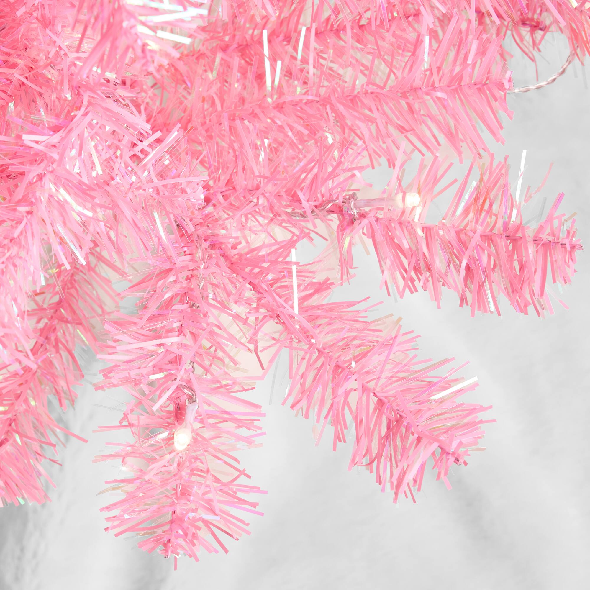 Alt View 4. Best Choice Products - Best Choice Products 4ft Prelit Colored Christmas Tree, Artificial Tree Holiday Decor w/ LED Lights - Pink Tinsel - Pink.