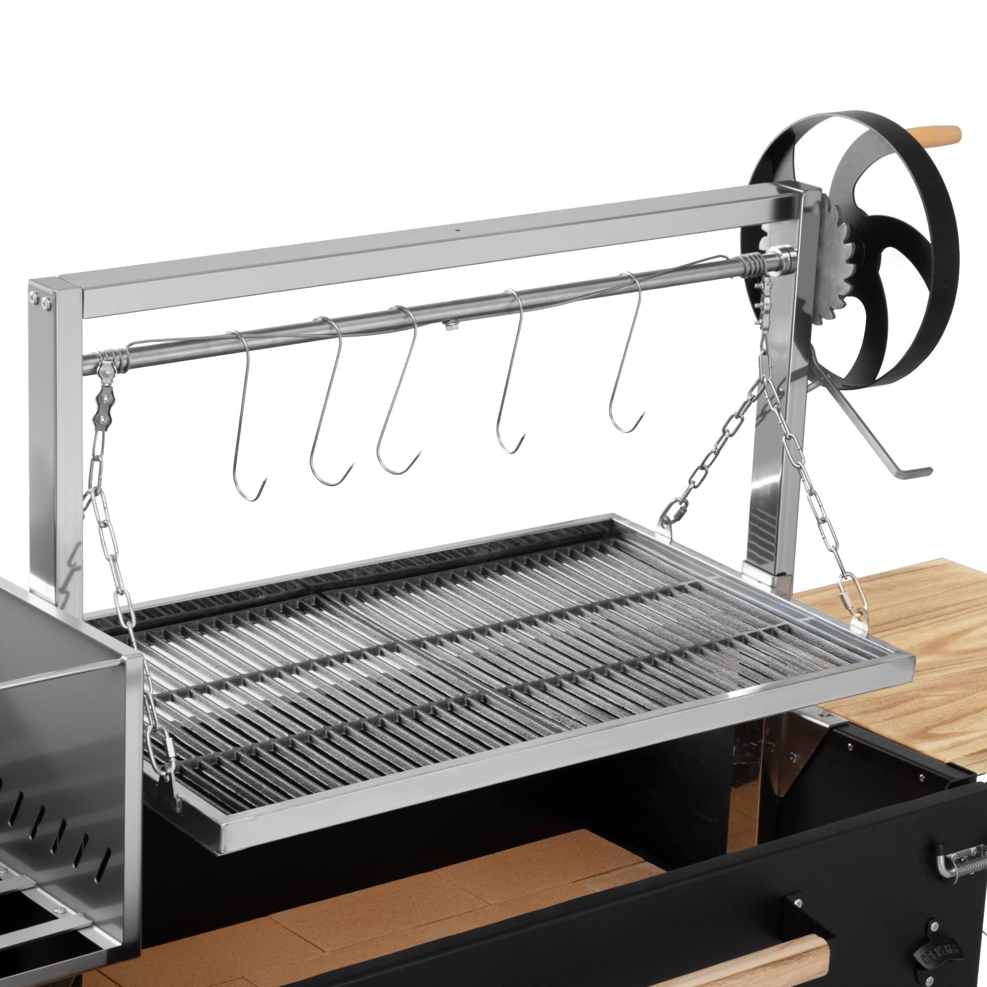 Alt View 4. Koolmore - 72 in. Argentine Santa Maria Charcoal and Wood Grill, Adjustable Outdoor BBQ, in Black (KM-OG-AW-72) - Black.