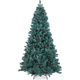 Best Choice Products - 6ft Pre-Decorated Holiday Christmas Pine Tree w/1,000 Branch Tips, Metal Base - Blue Spruce