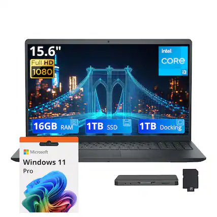 15.6" Full HD 1080
Intel Core i3
16GB RAM
1TB SSD
1TB Docking
Microsoft Windows 11 Pro