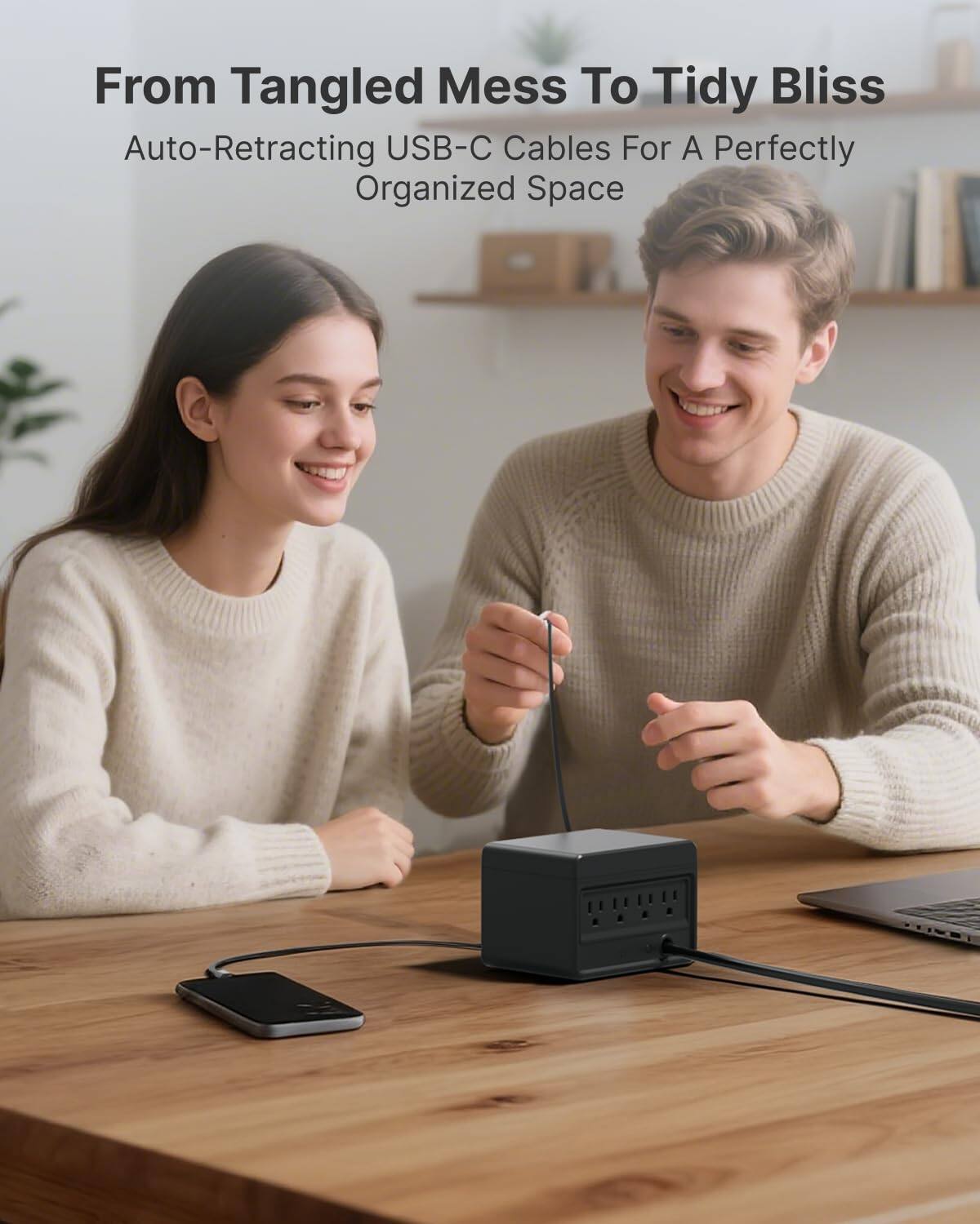 From Tangled Mess To Tidy Bliss  
Auto-Retracting USB-C Cables For A Perfectly Organized Space