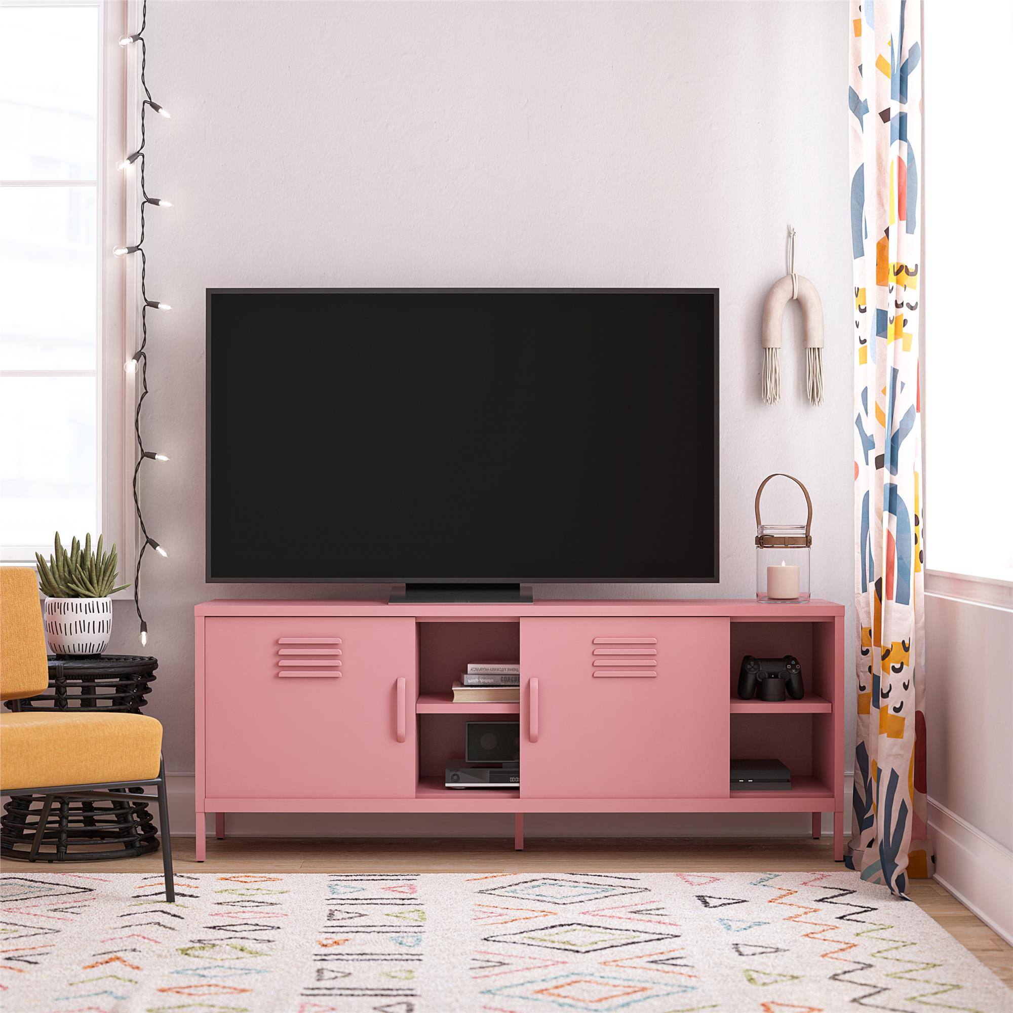 Front. APRILSOUL - Cache Metal Locker-Style TV Stand for TVs up to 65 In - Pink.
