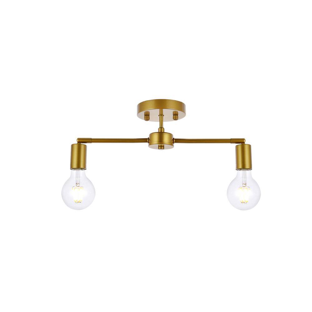Alt View 6. Living District - Zane 2 lights brass flush mount - Brass.