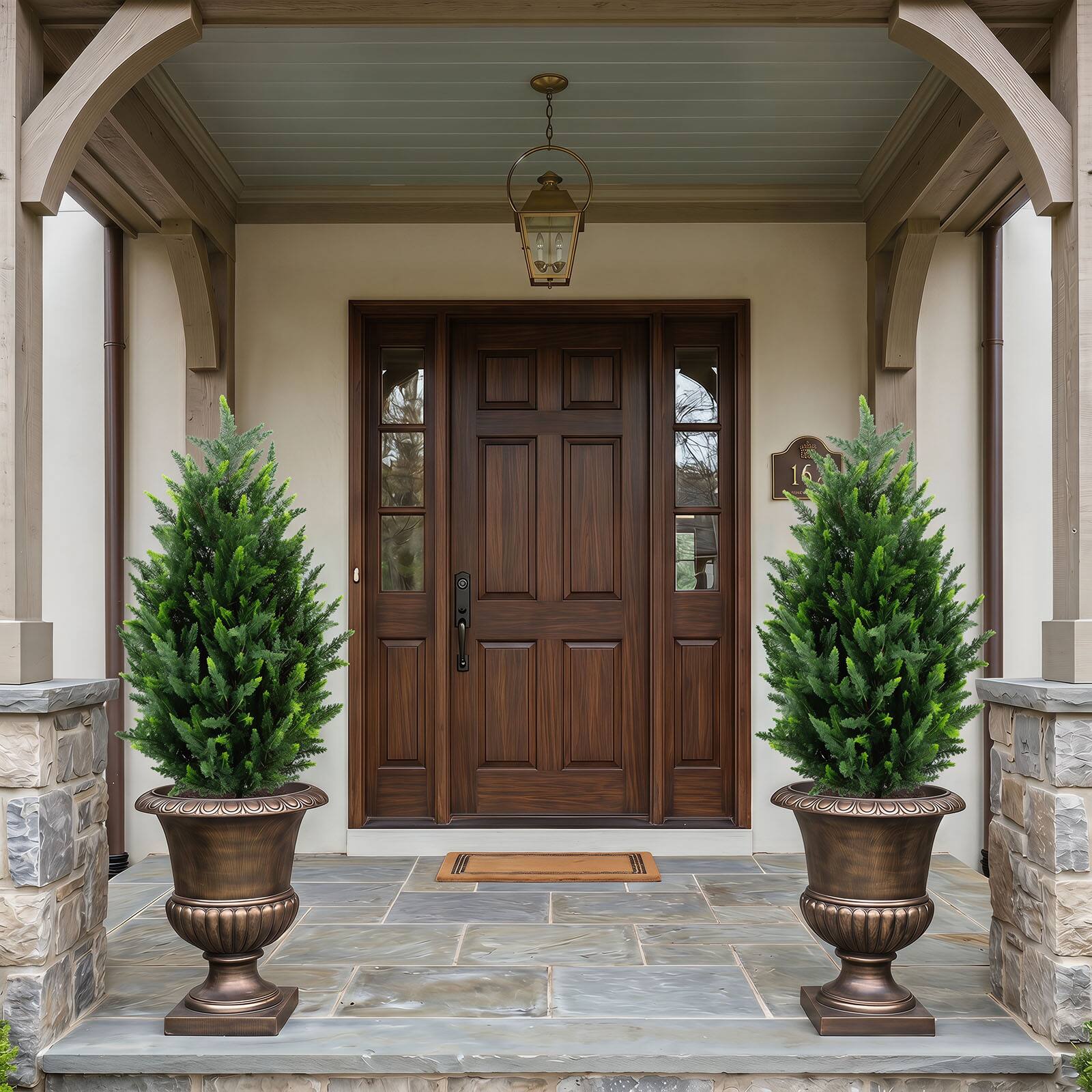 Alt View 1. Costway - Costway 2 Pack 3 ft Artificial Cypress Topiary Trees, Sun-Resistant Faux Cone Bushes - Green & Black.