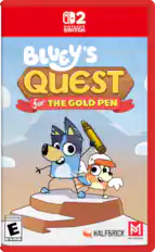 2 NINTENDO SWITCH BLUEY'S QUEST for THE GOLD PEN EVERYONE E ESRB HALFBRICK PM STUDIOS