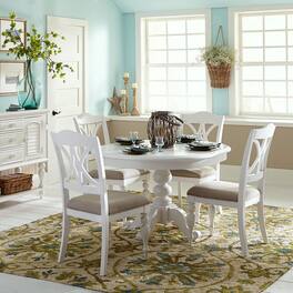 Liberty Furniture Industries - Pedestal Table in Poplar/Pine Solids w/ Wood Products - Oyster White & Navy