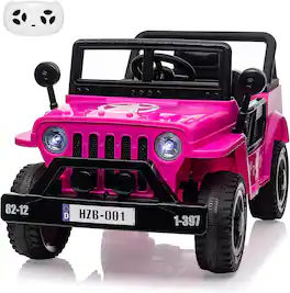 Electrodes Masters - 12V Kids Electric Ride On Car with Remote Control, All Terrain Truck Car for Boys & Girls, Dual Motors, LED Lights, MP3 - Pink