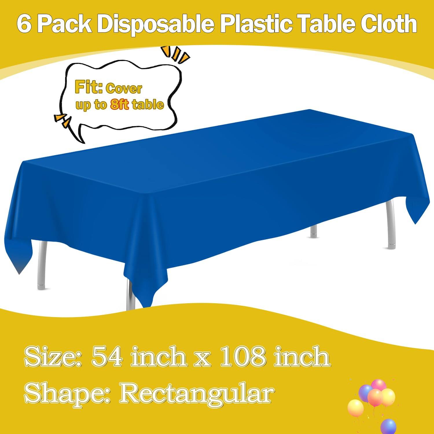 Dapper Styles Royal Plastic Table Cloth 54 X 108 Disposable Tablecloths ...