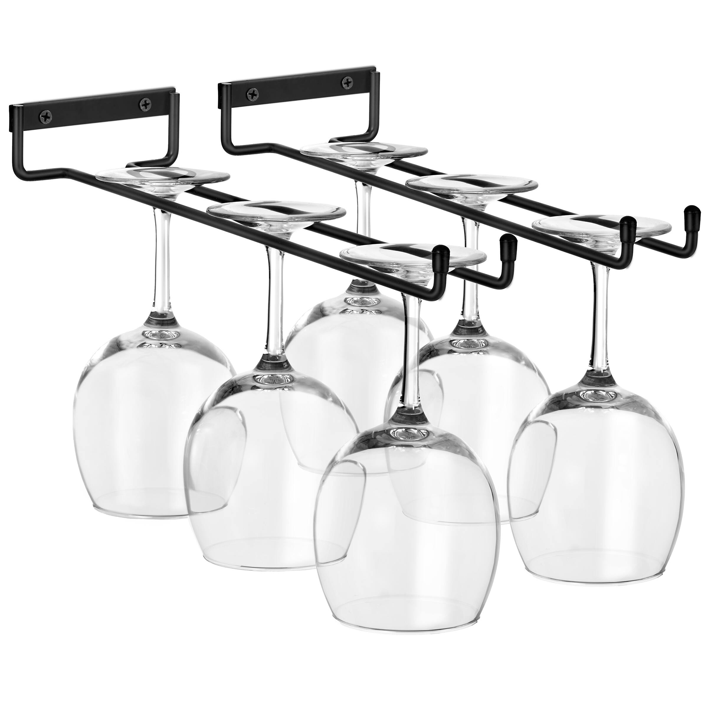 Front. Sorbus - Sorbus Wine Glass Holder - 12 Inch Wall Mounted Wine Glass Rack for Under Cabinet Organization and Storage (2 Pack) - Black.