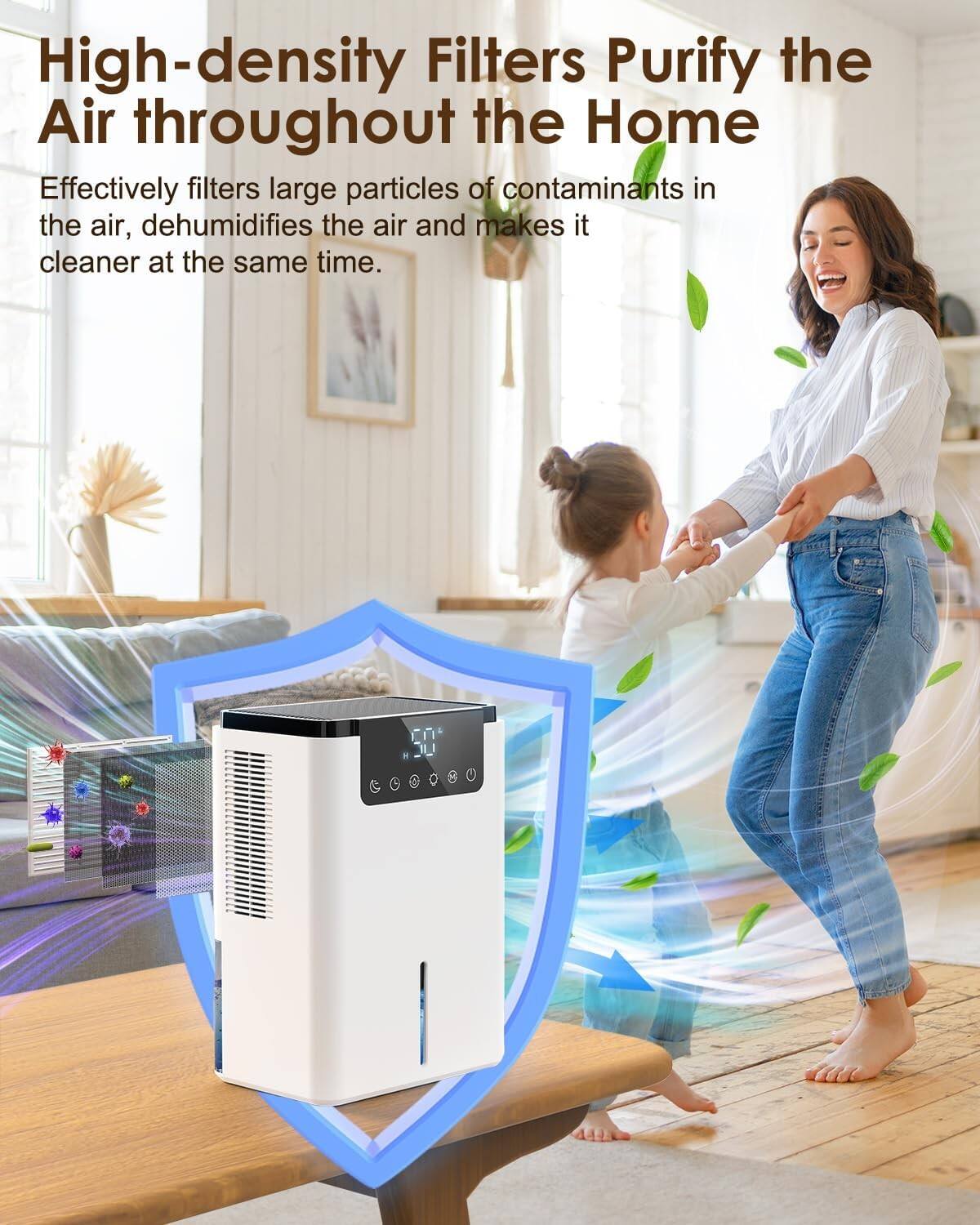 High-density Filters Purify the Air throughout the Home

Effectively filters large particles of contaminants in the air, dehumidifies the air and makes it cleaner at the same time.
