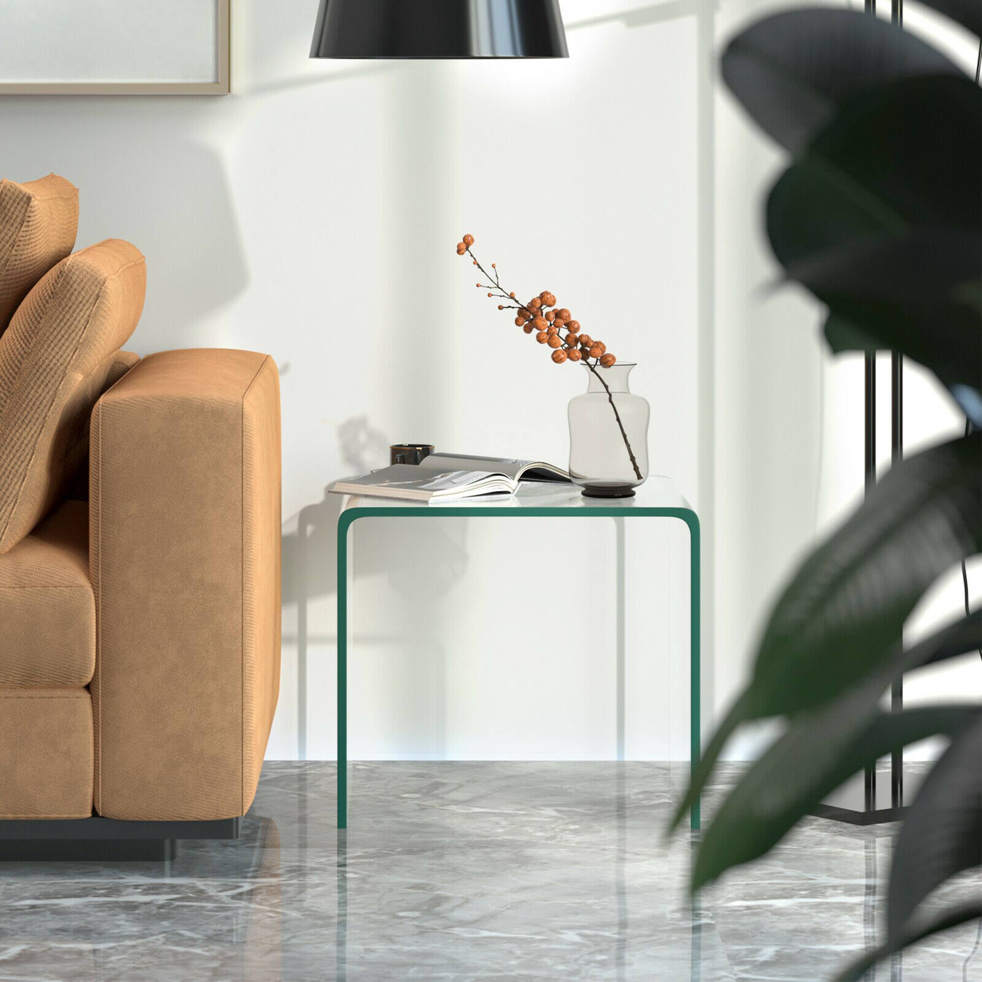 Alt View 2. Gymax - Gymax Tempered Glass End Table Transparent Sofa Side Accent Table Living Room - Transparent.