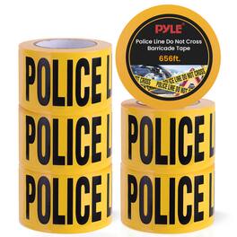 Pyle - 6 Pieces Safety Police Line Do Not Cross Barricade Tape Set - 656 Foot Long Tape Roll - Yellow