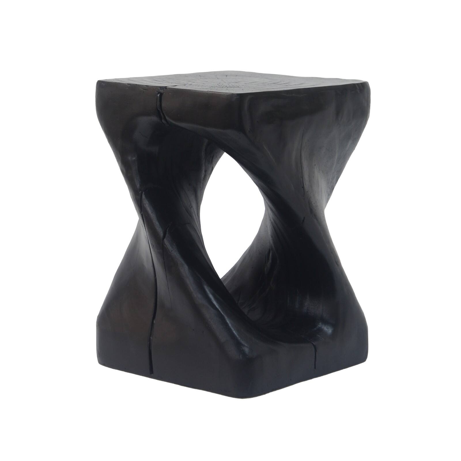 Ecooso - Modern Spiral Side Table with Unique Twisted Design, Durable MGO Construction for Indoor Outdoor Use, Small Accent Table - Black