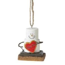 Ganz - S'mores Snowman I Love You Ornament Resin Christmas Ornament 2.3 inch - White