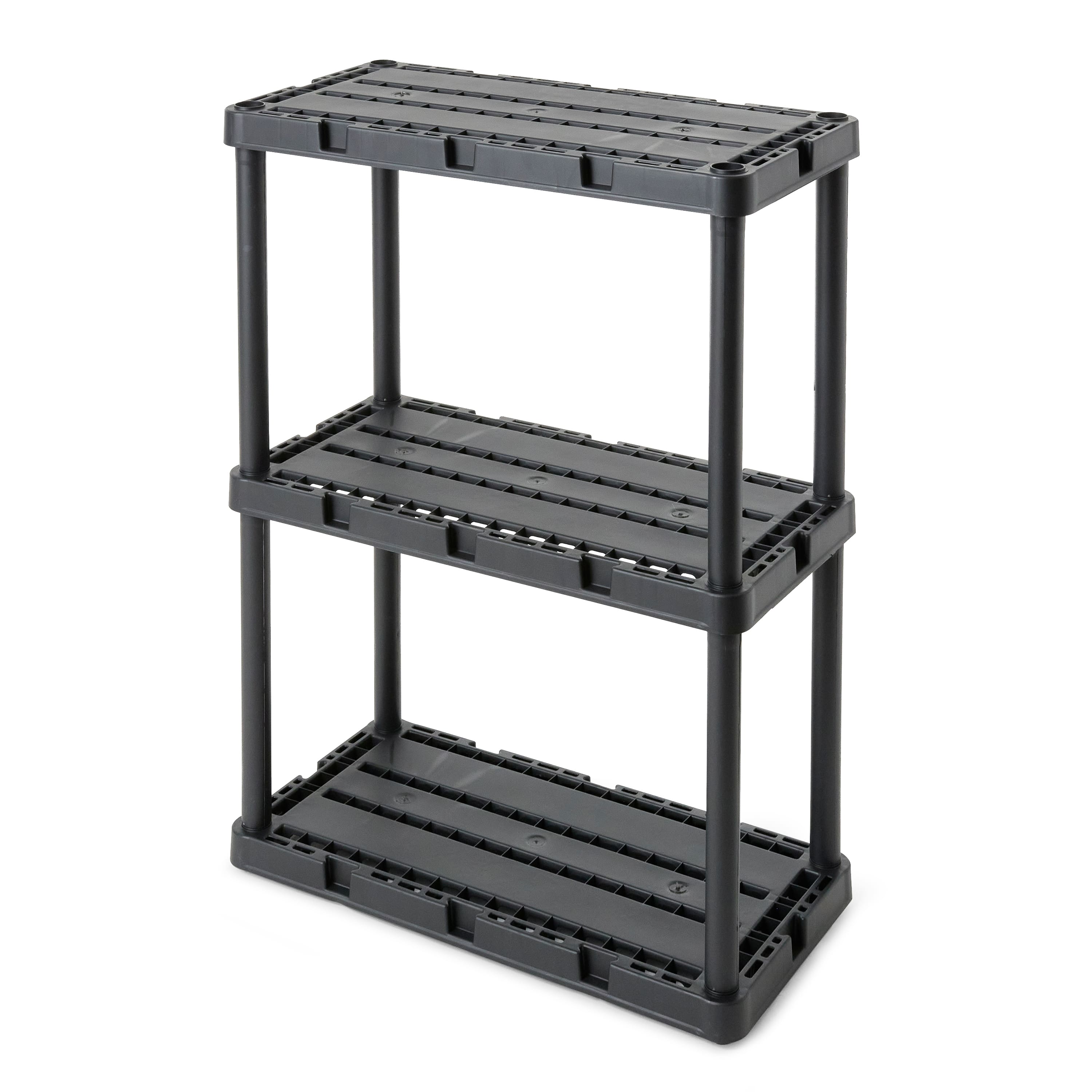 Gracious Living - 3 Shelf Knect-A-Shelf Solid Light Duty Storage Unit, Black 4Pack - 3 Shelf - Black