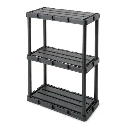 Front. Gracious Living - Gracious Living 3 Shelf Knect-A-Shelf Solid Light Duty Storage Unit, Black 4Pack - 3 Shelf - Black.