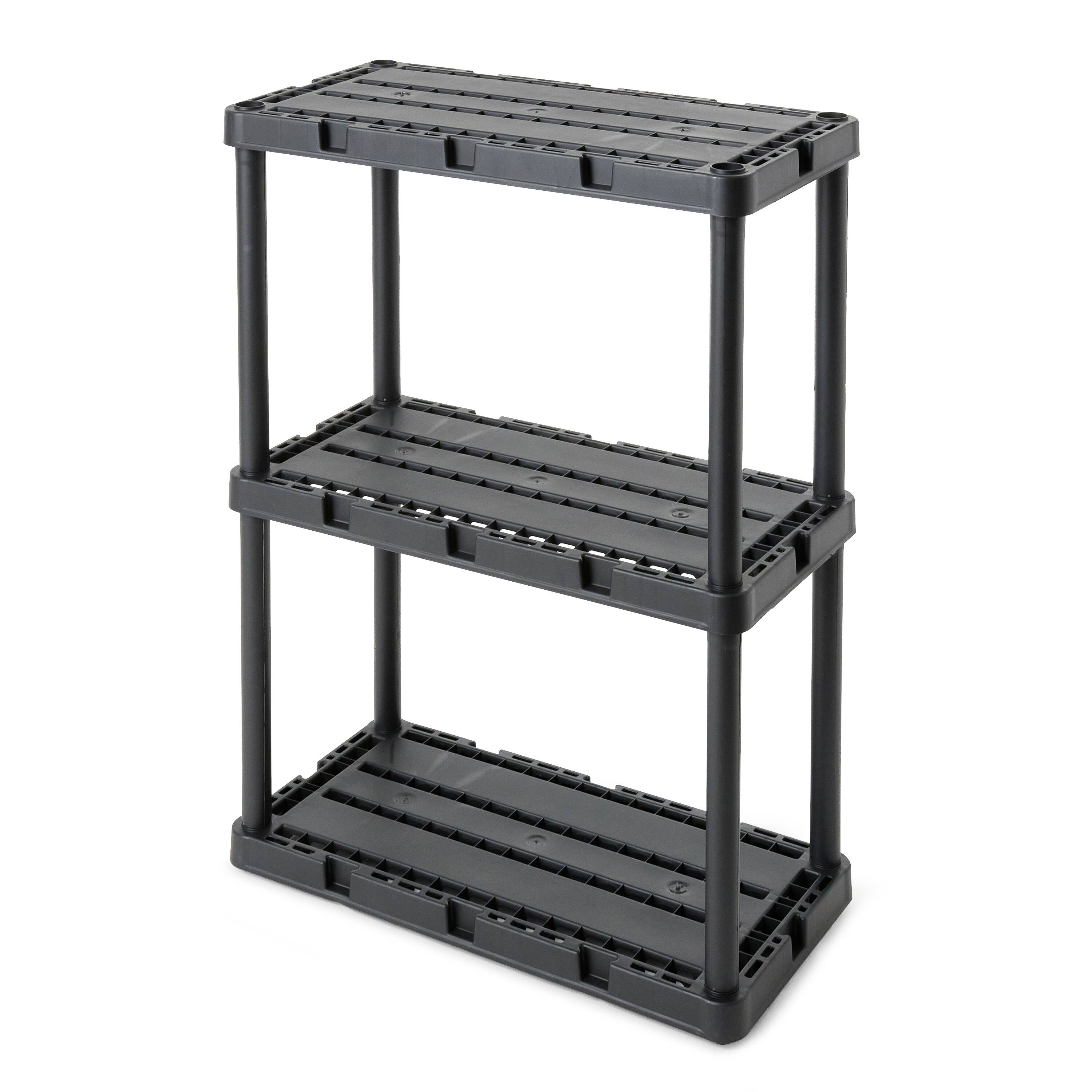Front. Gracious Living - Gracious Living 3 Shelf Knect-A-Shelf Solid Light Duty Storage Unit, Black 4Pack - 3 Shelf - Black.