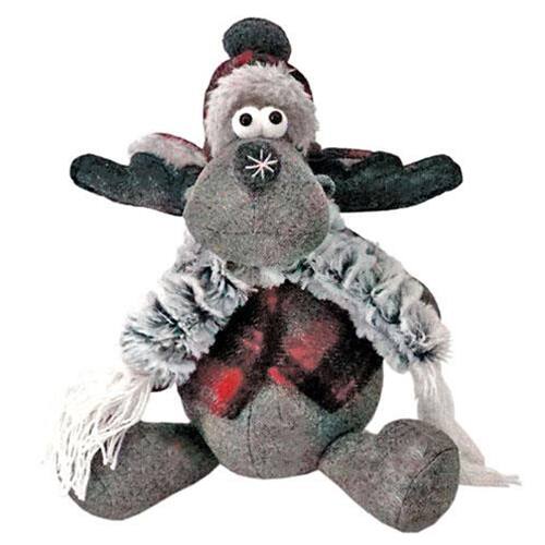 Front. BreeBe - Sitting Plush Red/Gray Moose - 7-1/2 In H - Multicolor.